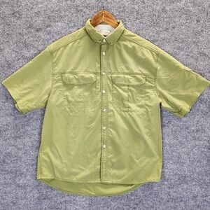 Rei Shirt Men's Medium Green Button Up Outdoor Hiking Vented UPF 50+